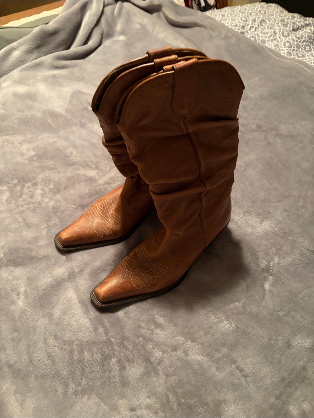 Classic Brown Leather Western Heeled Boots